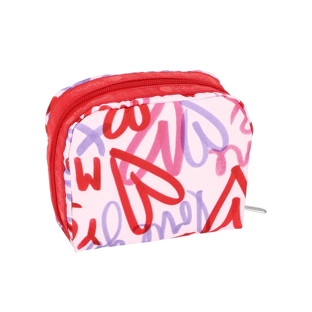 |快速出貨|Lesportsac Square Cosmetic 方形收納化妝包/ 愛情便條手繪風, , large