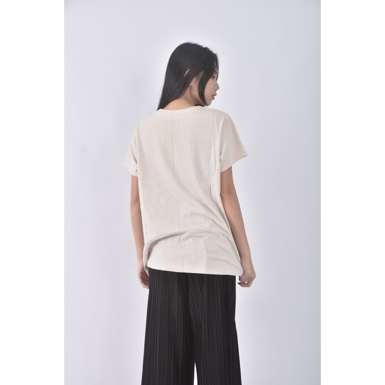 (L) lativ質感棉質純棉杏色短袖上衣二手衣, , large