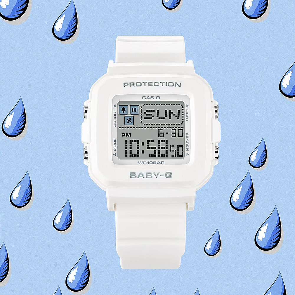 CASIO 卡西歐 BABY-G 隨附6個繽紛錶帶環 像素動畫手錶 BGD-10L-2, , large