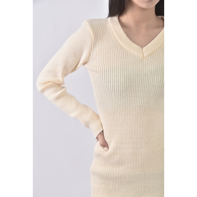 (S) 質感V領黃色洋裝二手衣, , large