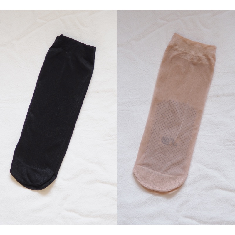 [Kaimei Cotton Industry] 40 pairs set of flat crystal translucent flat anti-slip short stockings, two colors for black skin, , large