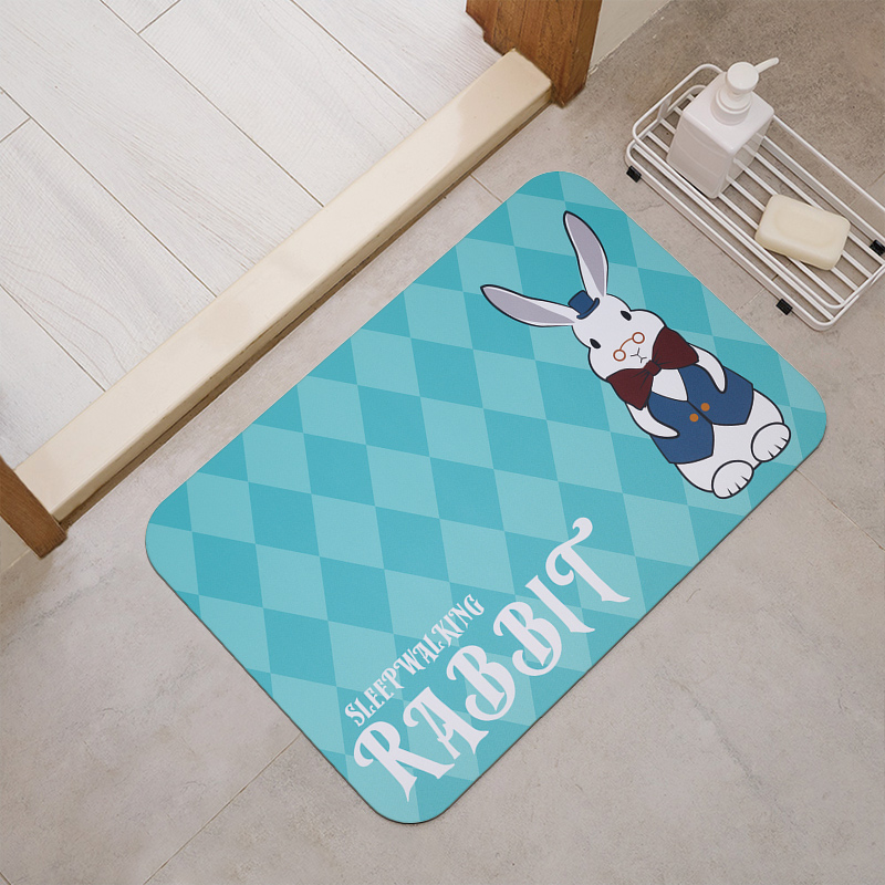 【Monster】 Soft Diatomaceous Earth Absorbent Mat – Lucky Rabbit Series (60x40cm) – Magic Mirror Bunny Adventure, , large