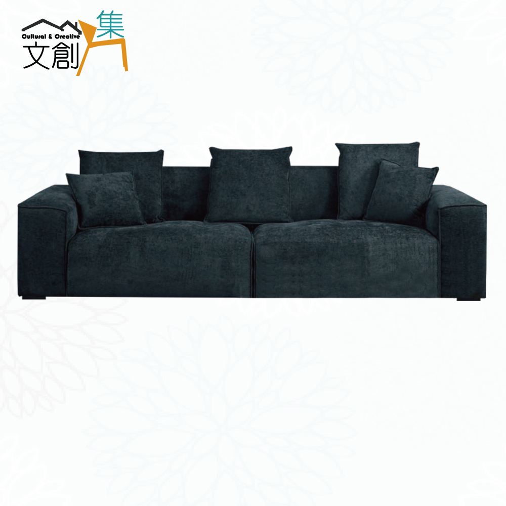 【文創集】艾布灰黑色短絨布四人座沙發椅(客約商品), , large