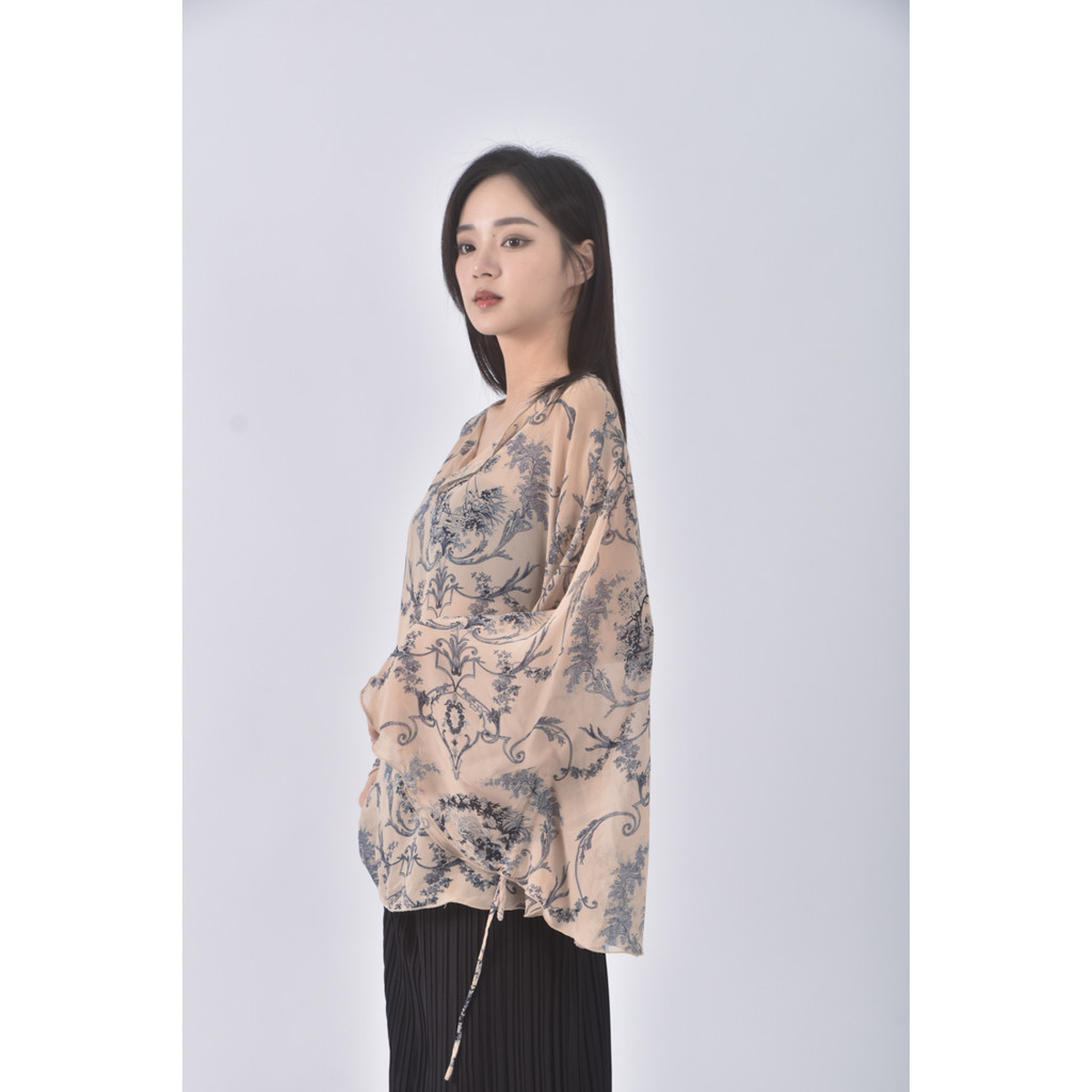 (XL) 紡紗花紋棕色長袖上衣二手衣, , large