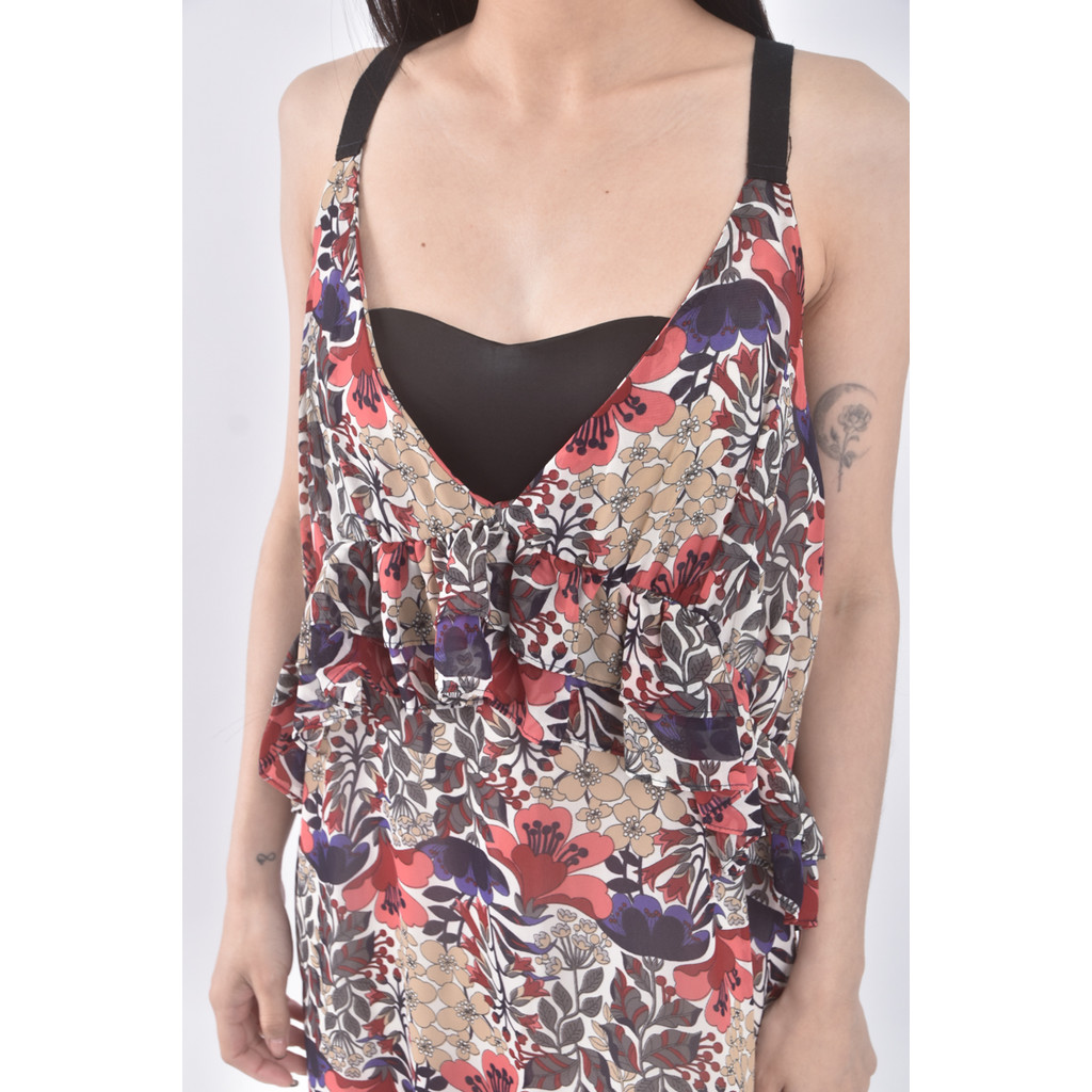 (S) whowhatwear質感吊帶花紋紅色洋裝二手衣, , large