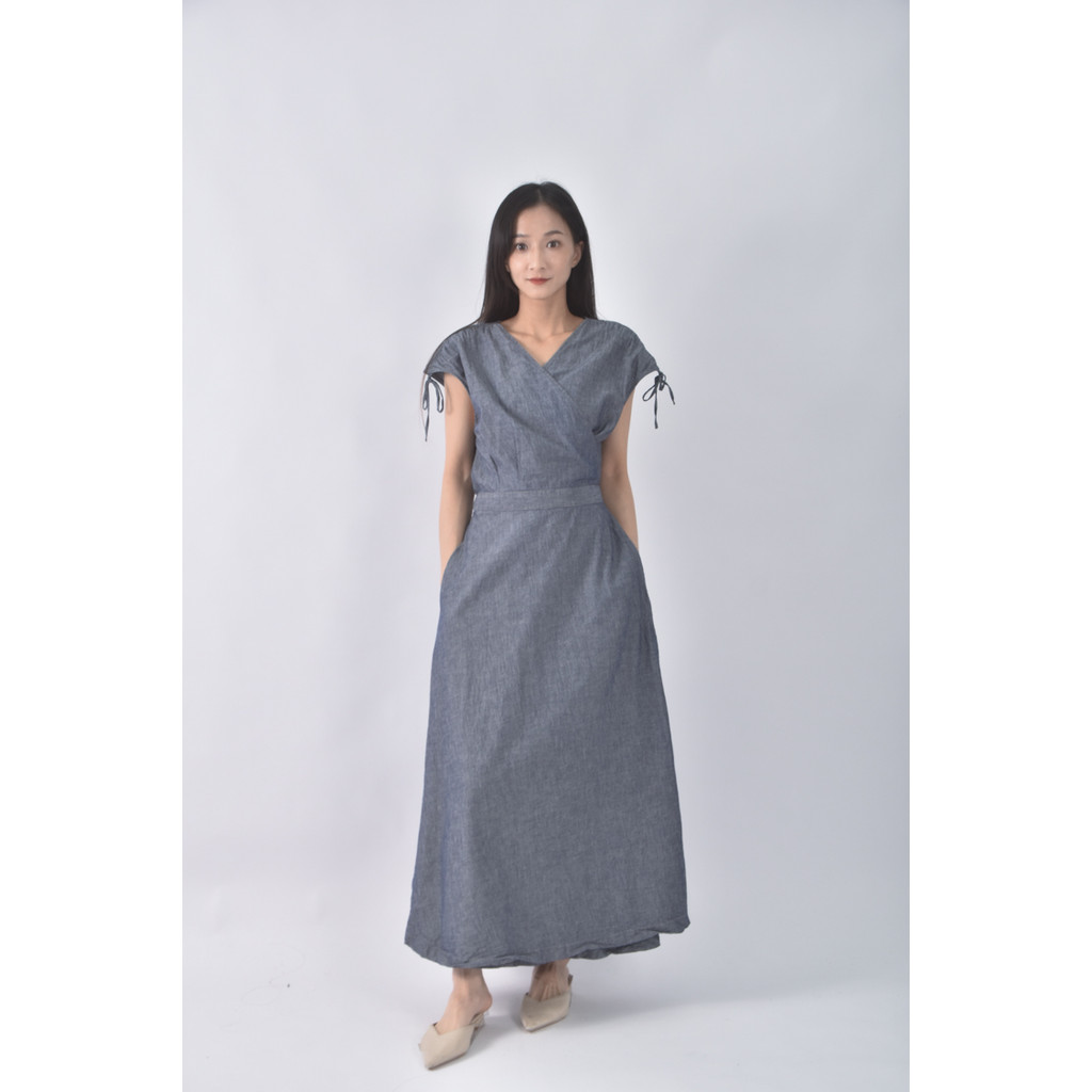 (L) uniqlo無袖藍色洋裝二手衣, , large