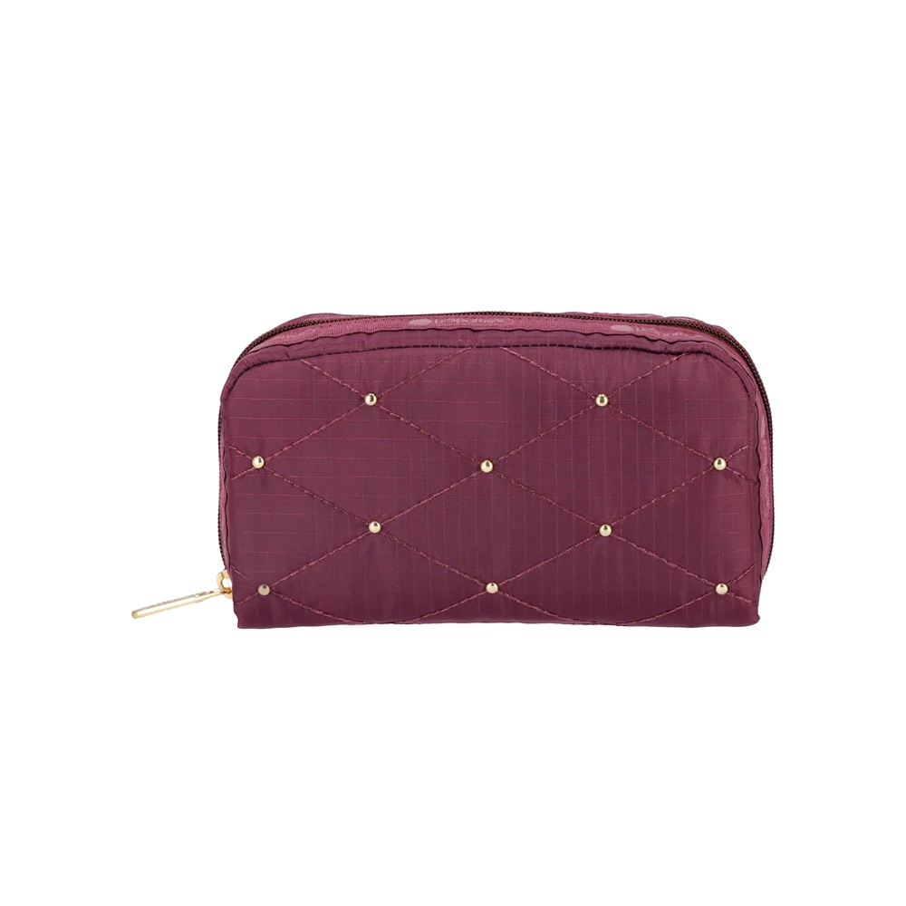 |快速出貨|Lesportsac Rectangular Cosmetic 長形化妝包/ 酒紅格紋釘飾, , large