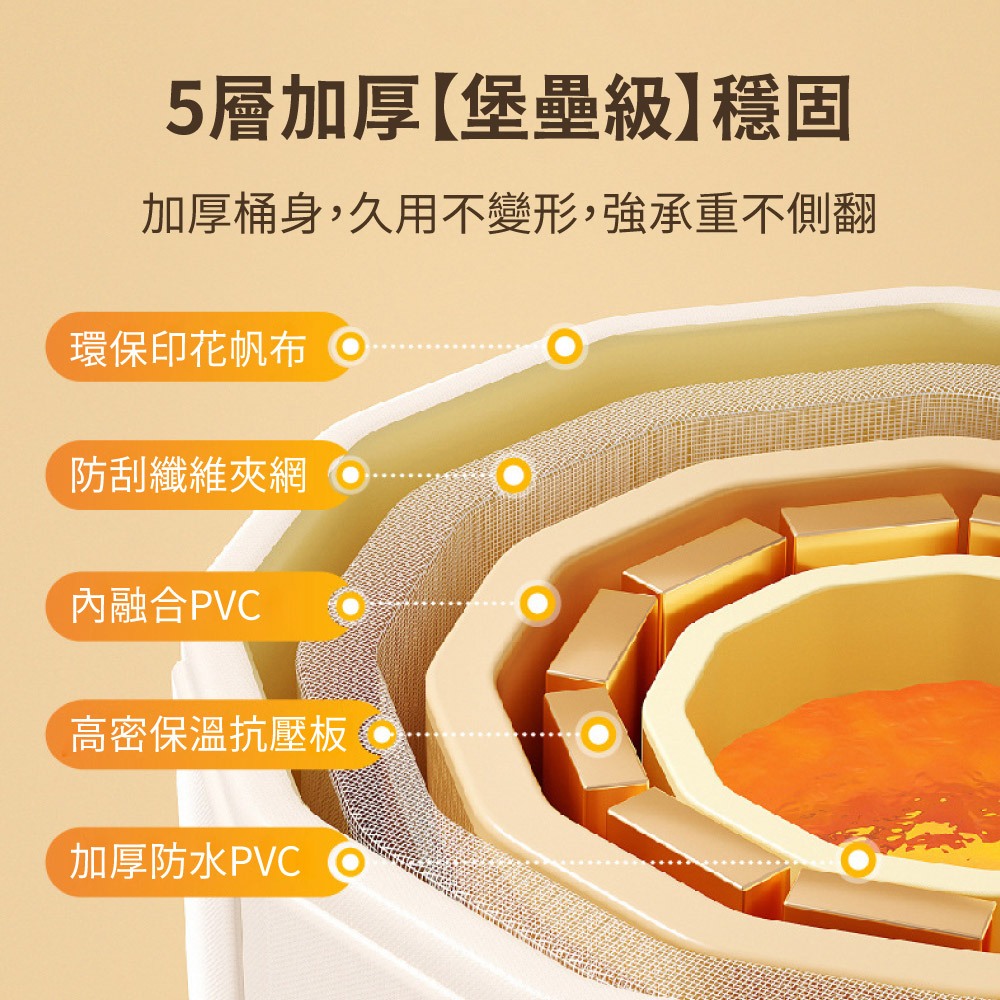 【APEX】加厚恆溫折疊靠背式泡澡桶 粉粉雲朵, , large