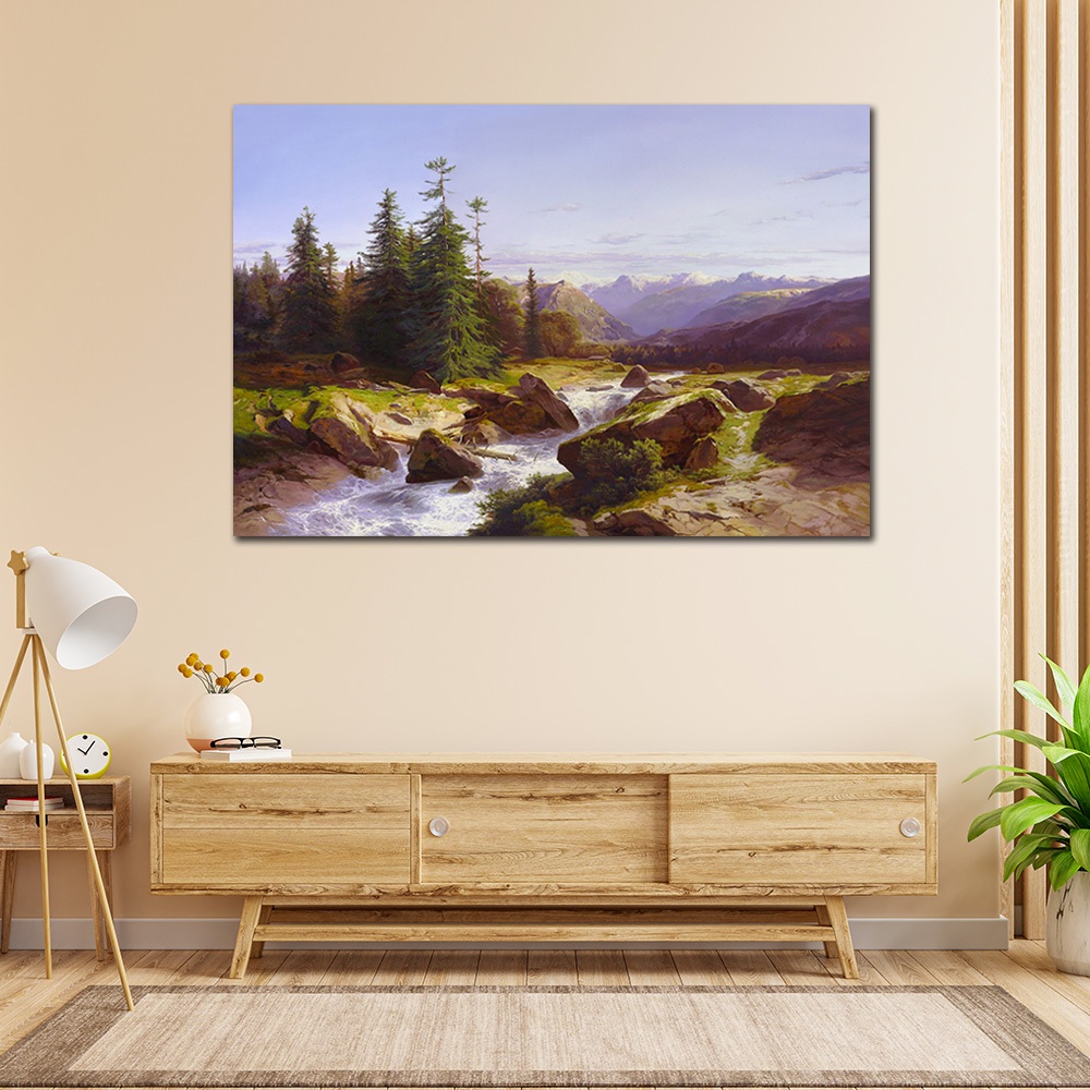 【御畫房】山谷有泉聲 國家一級畫師手繪油畫60&times;90cm(VF-91), , large