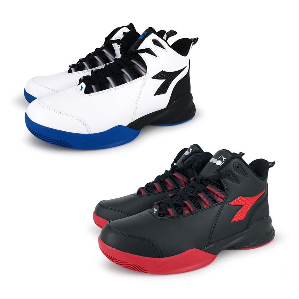 DIADORA迪亞多那 男段專業籃球鞋 男鞋 中筒 運動鞋 吸濕 排汗 透氣 Q彈 緩震 輕量 減壓 止滑 白藍 黑紅, , large