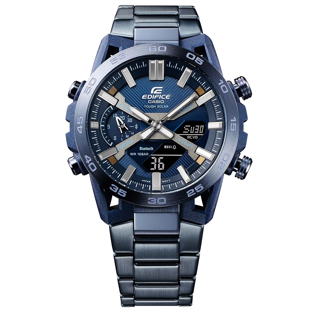 CASIO 卡西歐 EDIFICE 靛藍色 方程式賽車藍芽手錶 ECB-2000CB-2A, , large