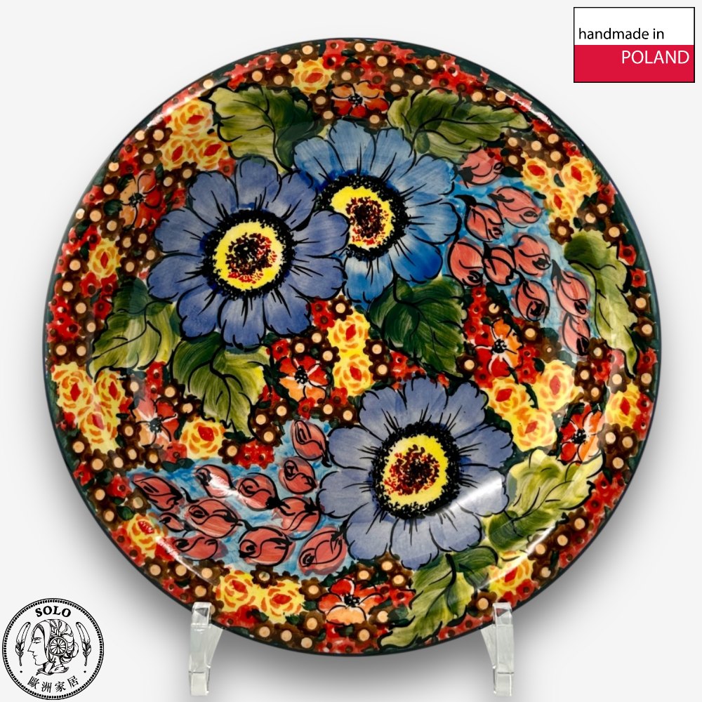 【SOLO Vintage】Cerraf Polish Pottery 22.5cm Dinner Plate Deep Plate Where Flowers Bloom Deeply Series Made in Poland, , large