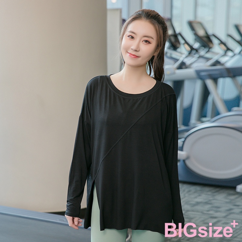 大尺碼-瑜珈 健身 跑步長袖T恤-黑/紫/粉-0101333, , large