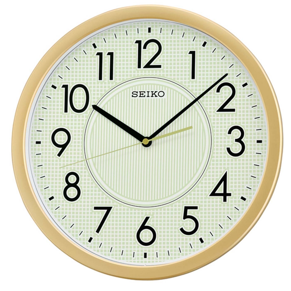 SEIKO 大數字螢光滑動式秒針靜音掛鐘-金/36.1cm, , large