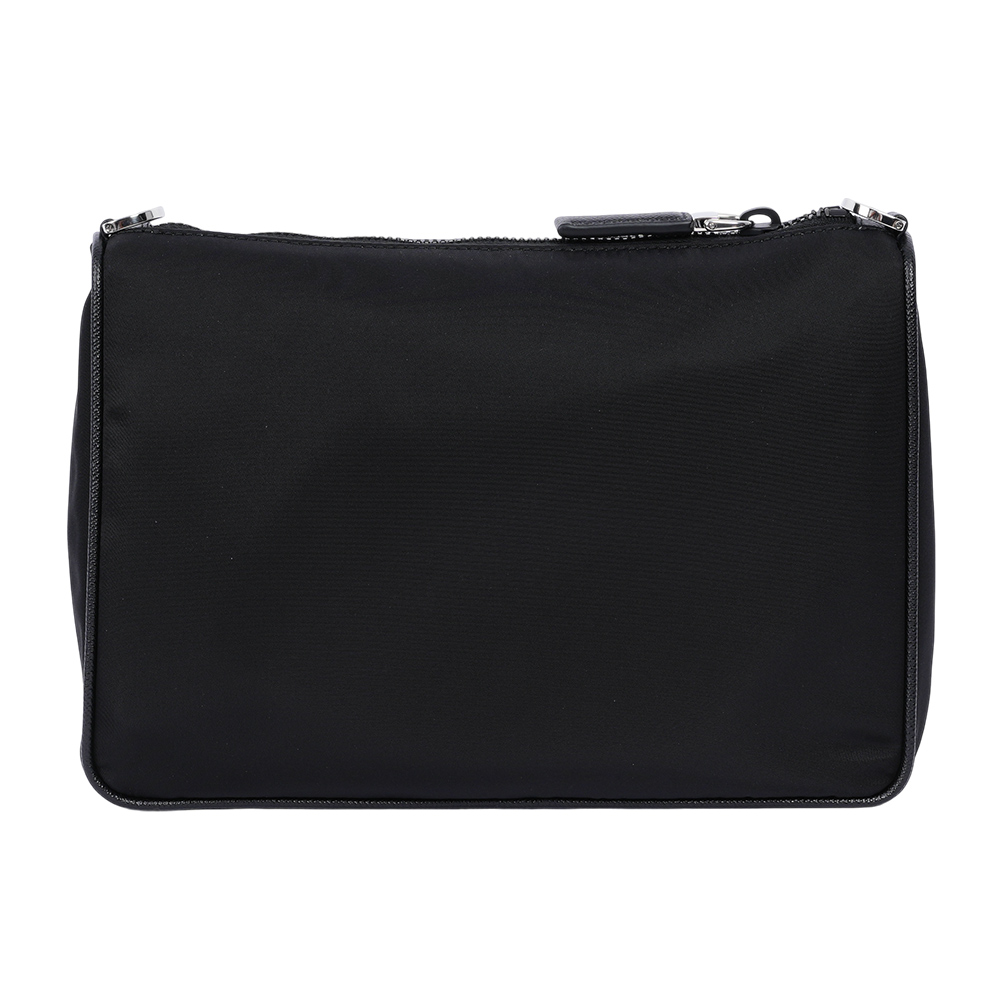 PRADA 三角牌Logo三合一附小袋再生尼龍郵差包/黑色, , large