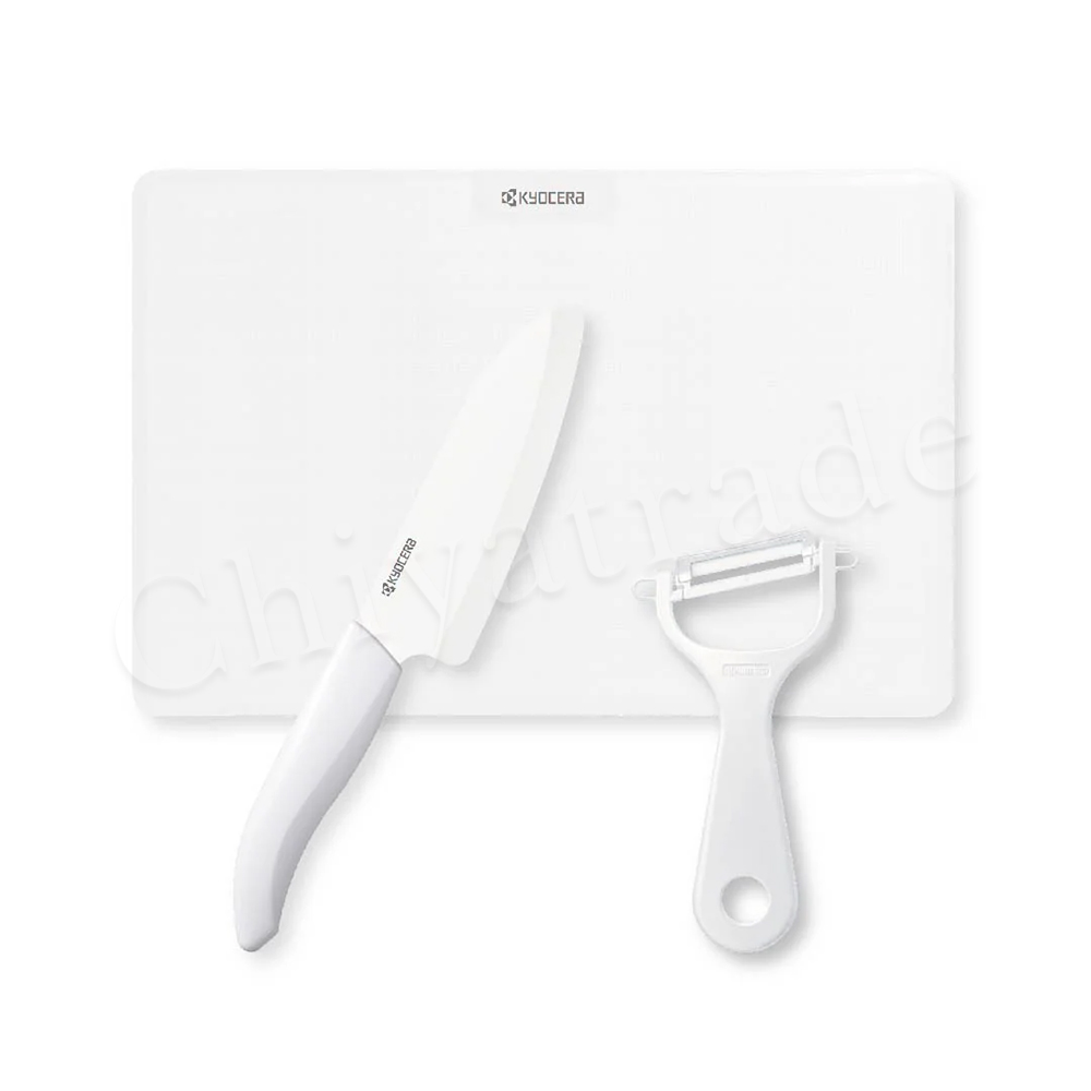 【KYOCERA京瓷】40週年限量版 抗菌陶瓷刀 削皮器 砧板 黑刀 黑刃 白刀 白刃 超值三件組-(刀刃14cm)-任選色, , large