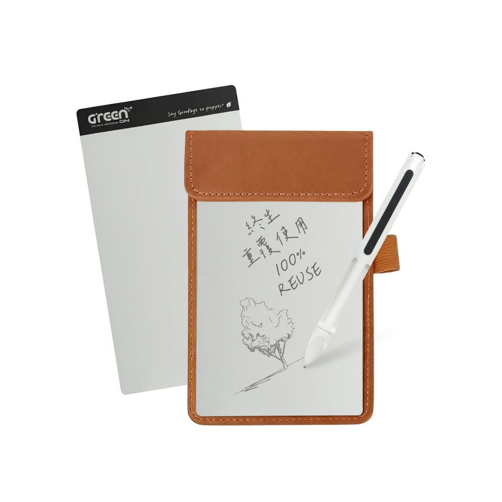 【Green Board】7.2吋磁性電紙板 MT7進階收納組(電紙板x2+手寫筆+皮革夾) MIT雙專利設計 0.5mm超薄軟性電子紙 局部清除手寫板