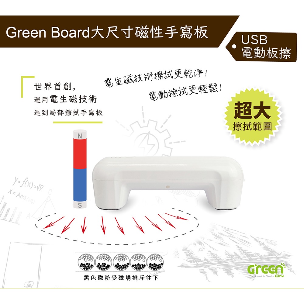 【電動板擦】Green Board 大尺寸磁性電紙板專用, , large