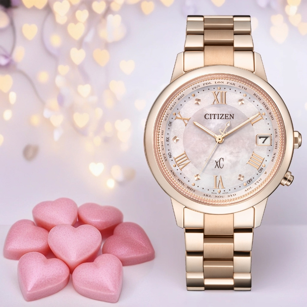 CITIZEN 星辰 XC Hebe田馥甄配戴款 台灣限定 鈦 光動能電波女錶 套錶 CB1137-65W, , large