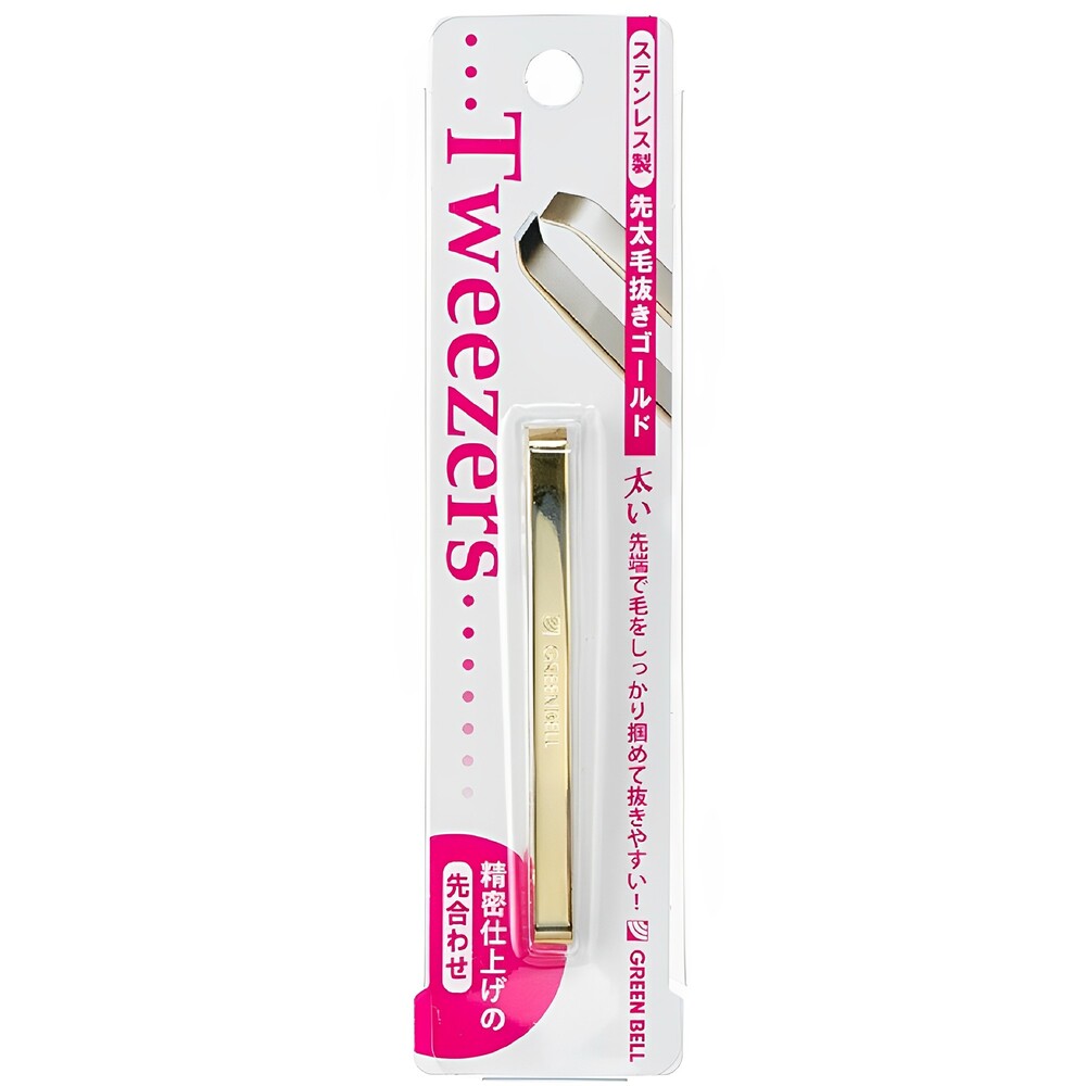 【Greenbell】Stainless Steel Tweezers (Wide Tip/Gold), , large