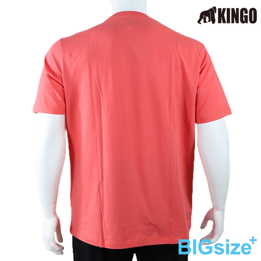 KINGO-超大尺碼-男款 圓領T恤-桔-515121, , large