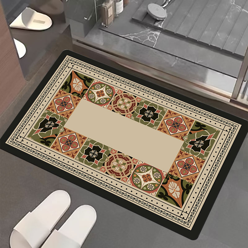 [喵到寶] 奈米絨面軟式硅藻土吸水止滑地墊-拉美德風花磚2, , large