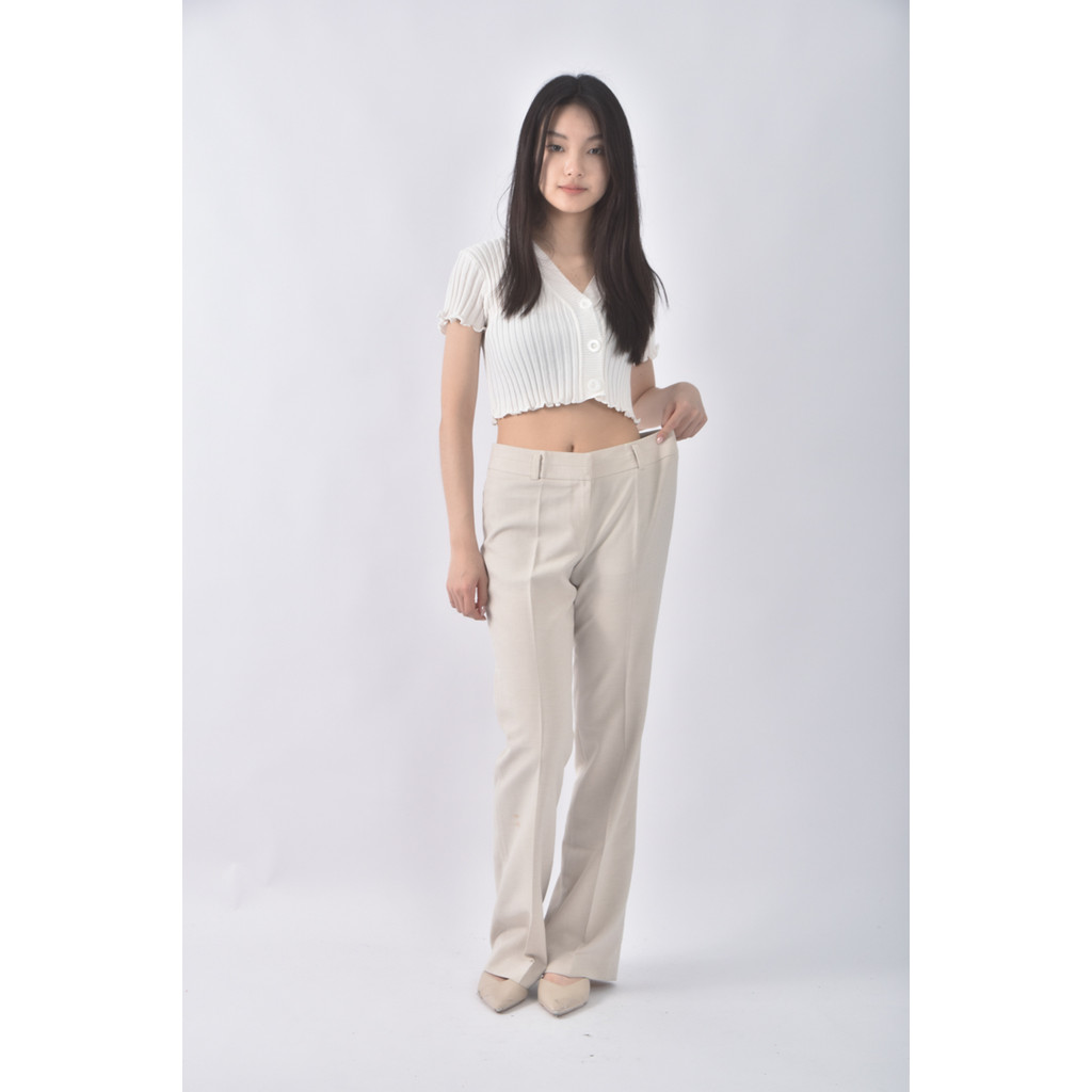 (XL) g2000高腰質感綠色長褲二手衣, , large