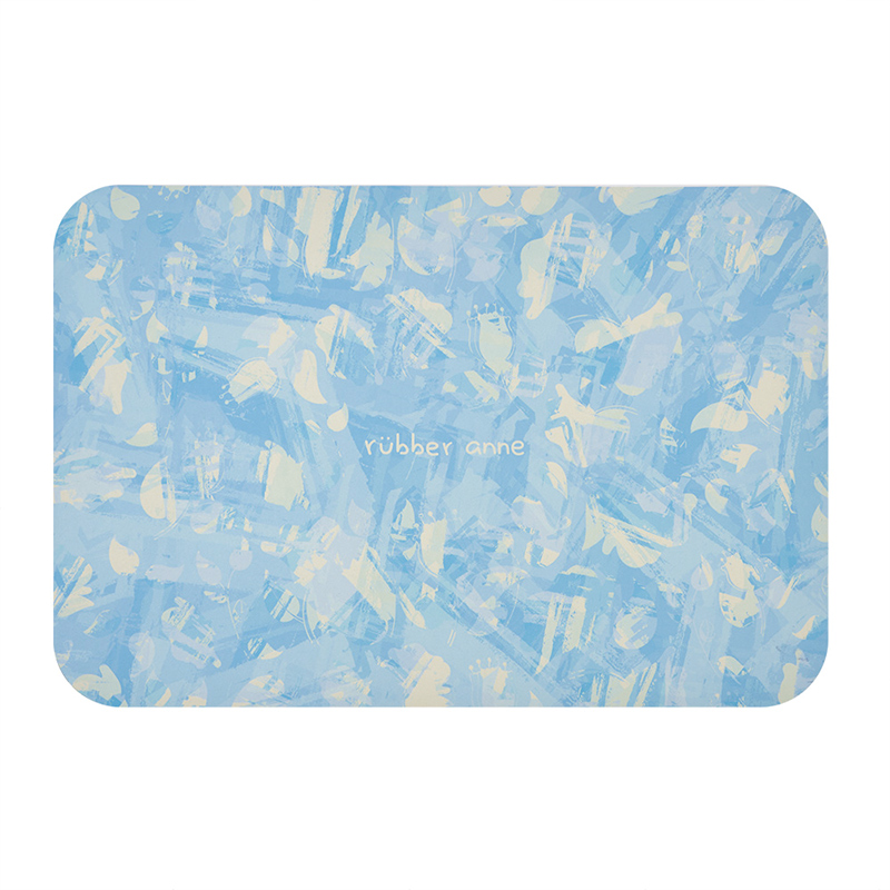 【Monster】 Soft Diatomaceous Earth Printed Absorbent Mat &ndash; Misty Sakura Tales (60x40cm) &ndash; Glacier Blue