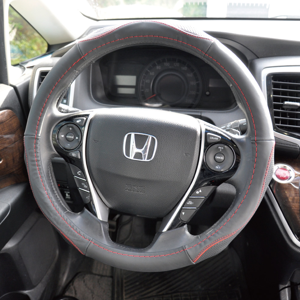 真皮防滑透氣方向盤套, , large