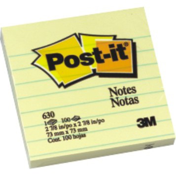 3M 可再貼 630黃底綠橫格便條紙, , large