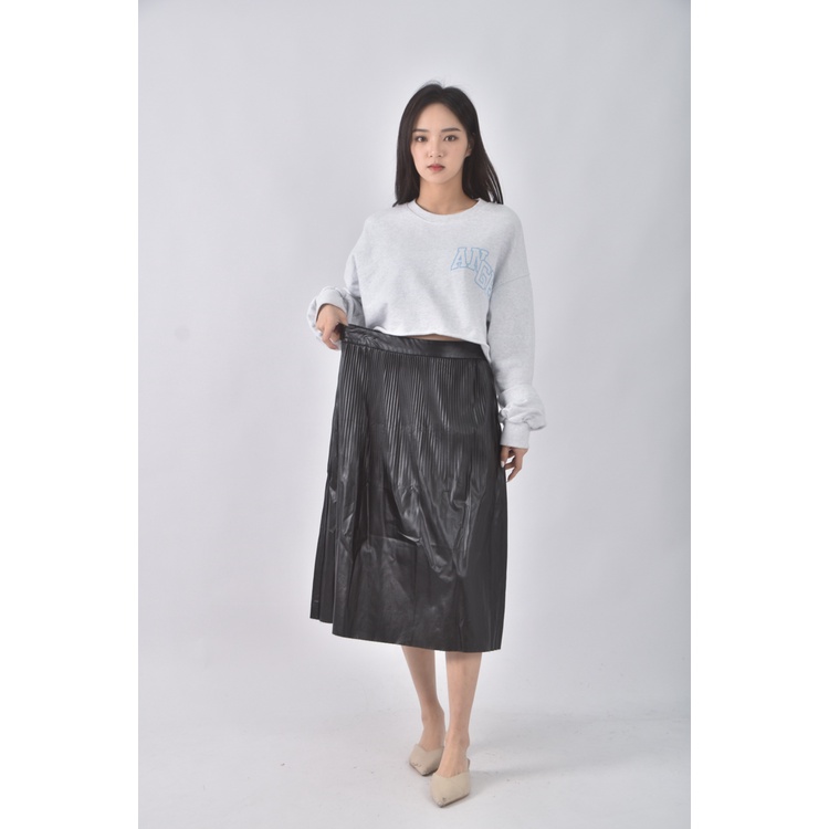 (L) giordano ladies質感皮質黑色長裙二手衣, , large