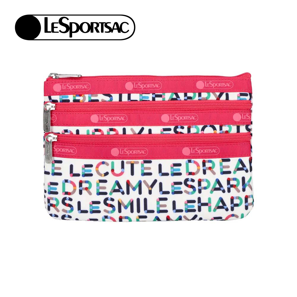 |快速出貨|Lesportsac 3-Zip Cosmetic 三層拉鍊收納化妝包/ 趣味字母, , large