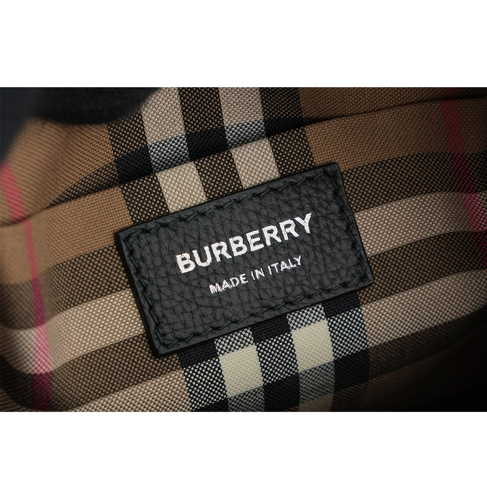 BURBERRY Paddy 銀字素面牛皮直式斜背包/黑色, , large