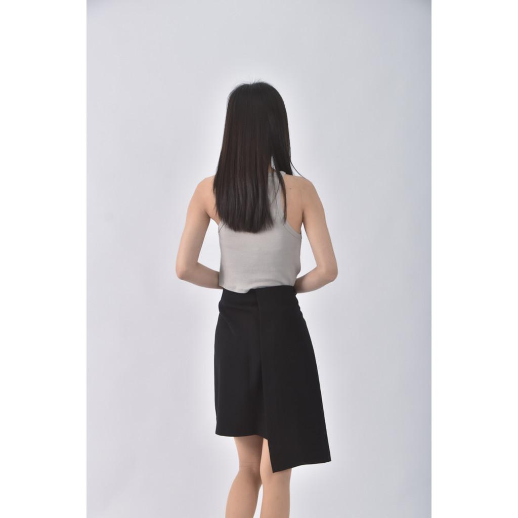 (L) giordano ladies西裝不對稱黑色短裙二手衣, , large