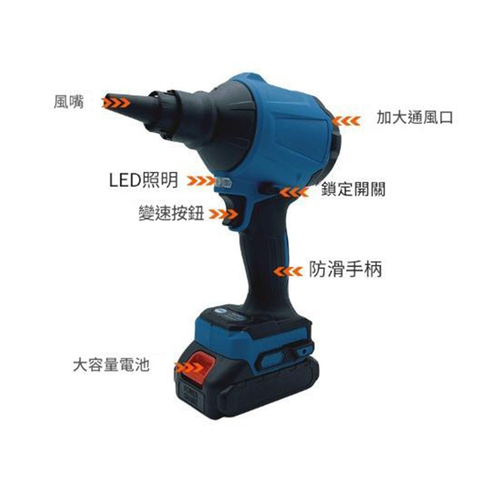 鋰電無刷吹塵槍+5節電池+1充, , large