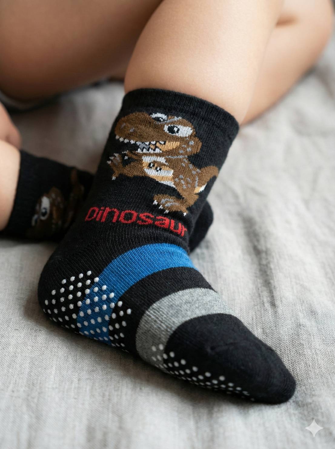 [Kaimei Cotton] 10 pairs of random excellent MIT Taiwan made pure cotton non-slip children's socks-Tyrannosaurus Rex attack children 14-17cm 4-7 years old, , large