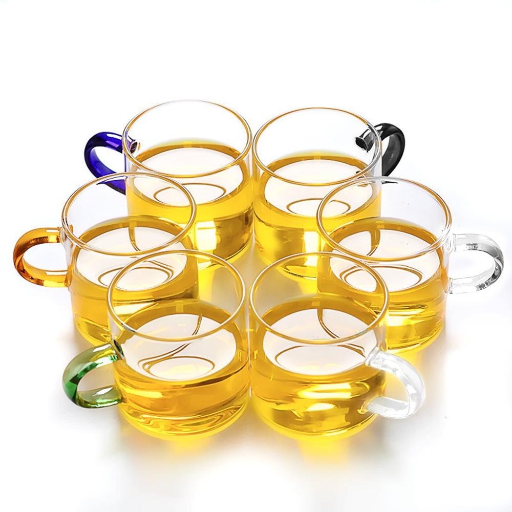 6-Color Handle Glass Teacup Set, , large