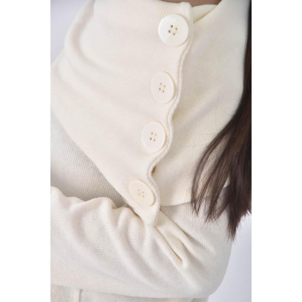 (S) 領口大白色毛衣二手衣, , large