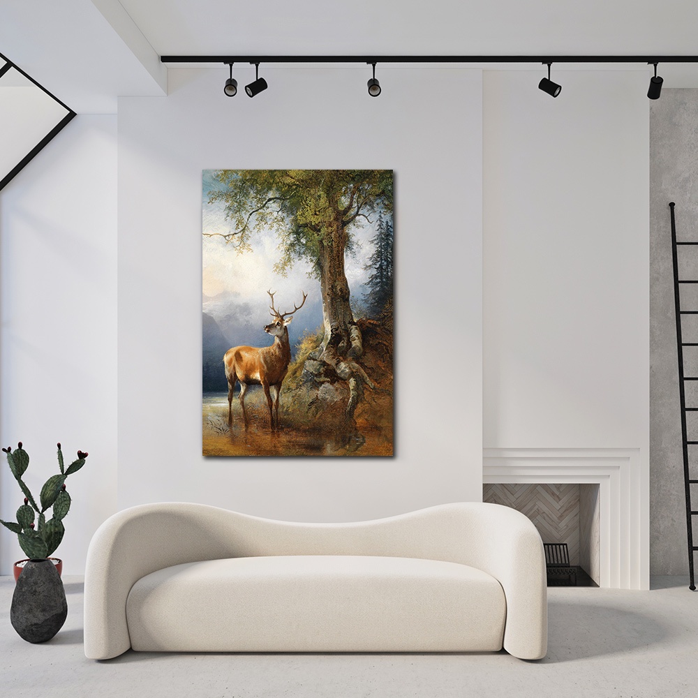 【御畫房】梅花鹿 國家一級畫師手繪油畫60×90cm(VF-26), , large