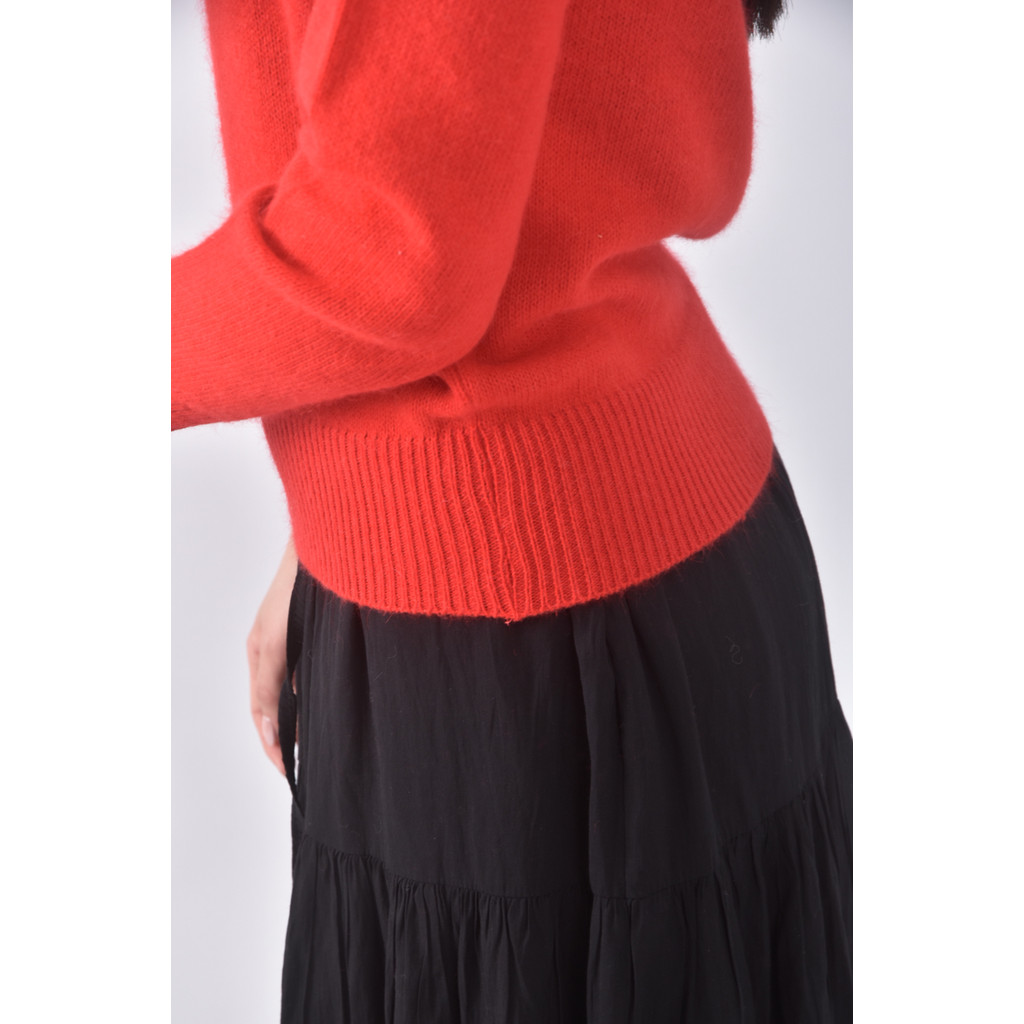 (S) 圓領紅色長袖上衣二手衣, , large