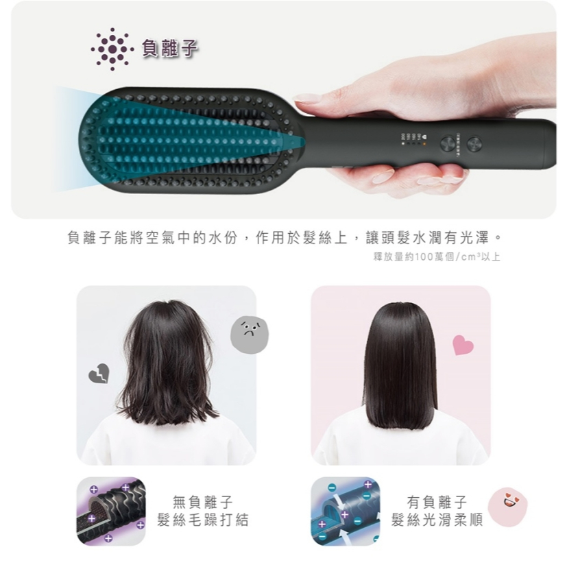 TESCOM 負離子直髮造型梳 TB550 TB550ATW 直髮梳 國際電壓 溫控電熱 公司貨, , large