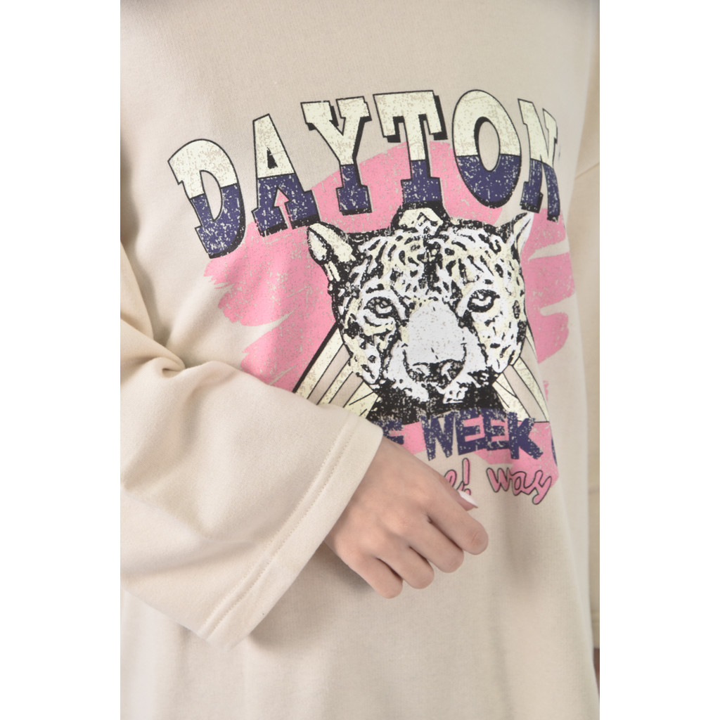 (F) jane morion韓牌棉質圖案杏色長袖上衣二手衣, , large