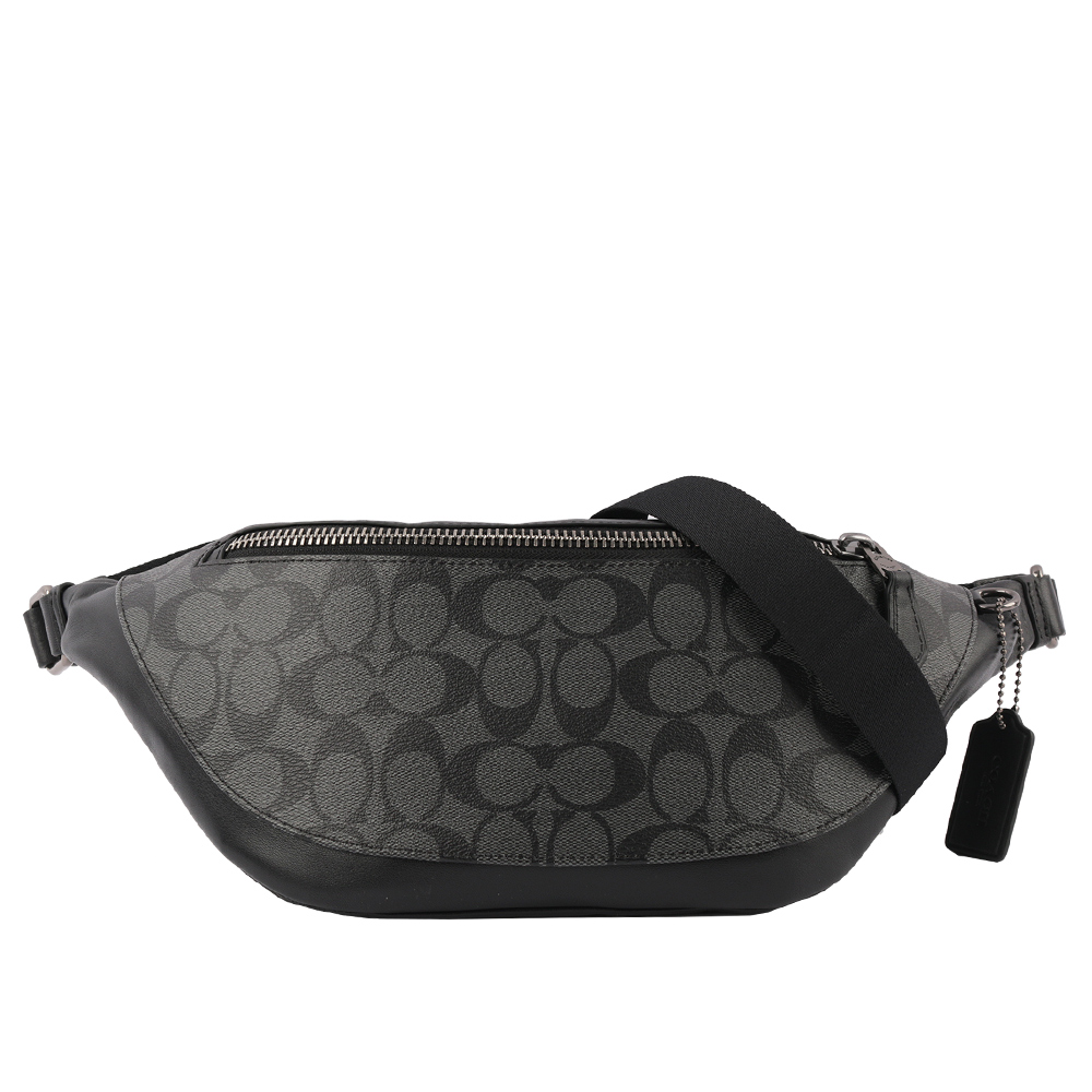 COACH PVC+皮革腰包/黑灰色, , large