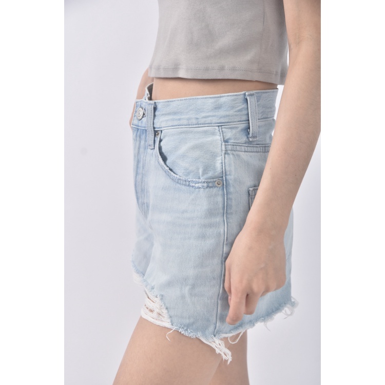 (S) uniqlo jeans丹寧牛仔棉質刷破純棉藍色短褲二手衣, , large