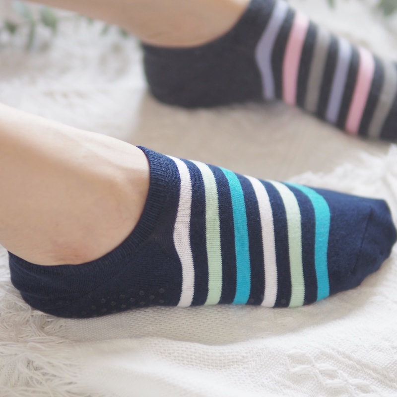 [Kaimei Cotton Industry] 10 pairs set, random and excellent, MIT made in Taiwan, pure cotton non-slip right-angle socks, striped style, Kaimei Cotton Industry, , large