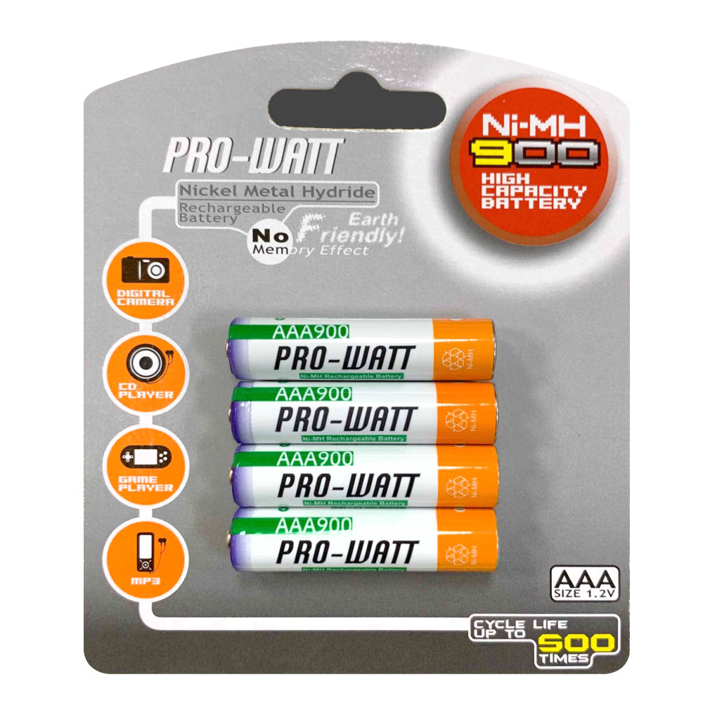 [寶旺旺] 華志PRO-WATT 900mAh鎳氫 充電電池4號(AAA)4入  YFB4-4-900, , large