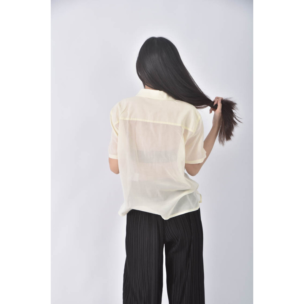 (M) uniqlo前口袋黃色襯衫上衣二手衣, , large