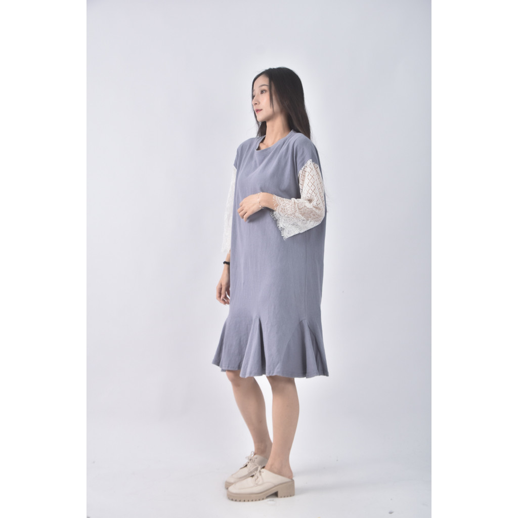 (XS（含）以下) l o v e圓領藍色洋裝二手衣, , large