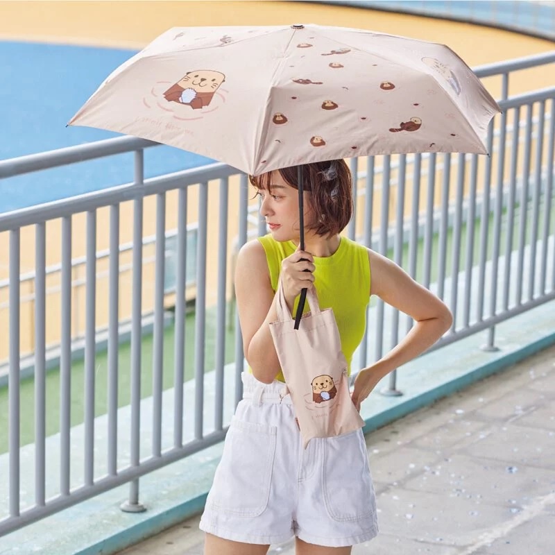 【周周生活】雨傘 現貨 自動傘 輕收省力 折疊傘 兒童雨傘 兒童自動傘 遮陽傘 海獺愛玩水 雨傘袋 晴雨傘 快速出貨, , large