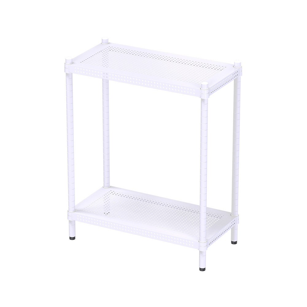 [Y HOUSE] 60x30x75cm Extreme Aesthetic Perforated Two-Tier Storage Rack - Lacquered White